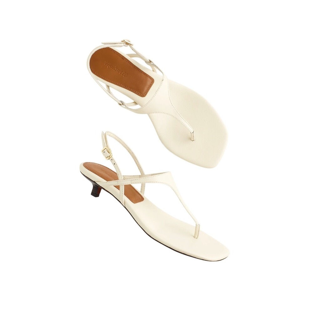Madewell Chiara Kitten Heel Slingback Sandal Cream Vintage Muslin